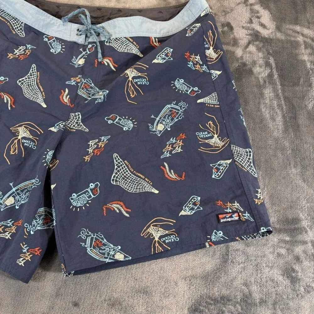 Patagonia Sz  38 Wavefarer Board Shorts Swim Trunks Clean Ocean Currents NWOT